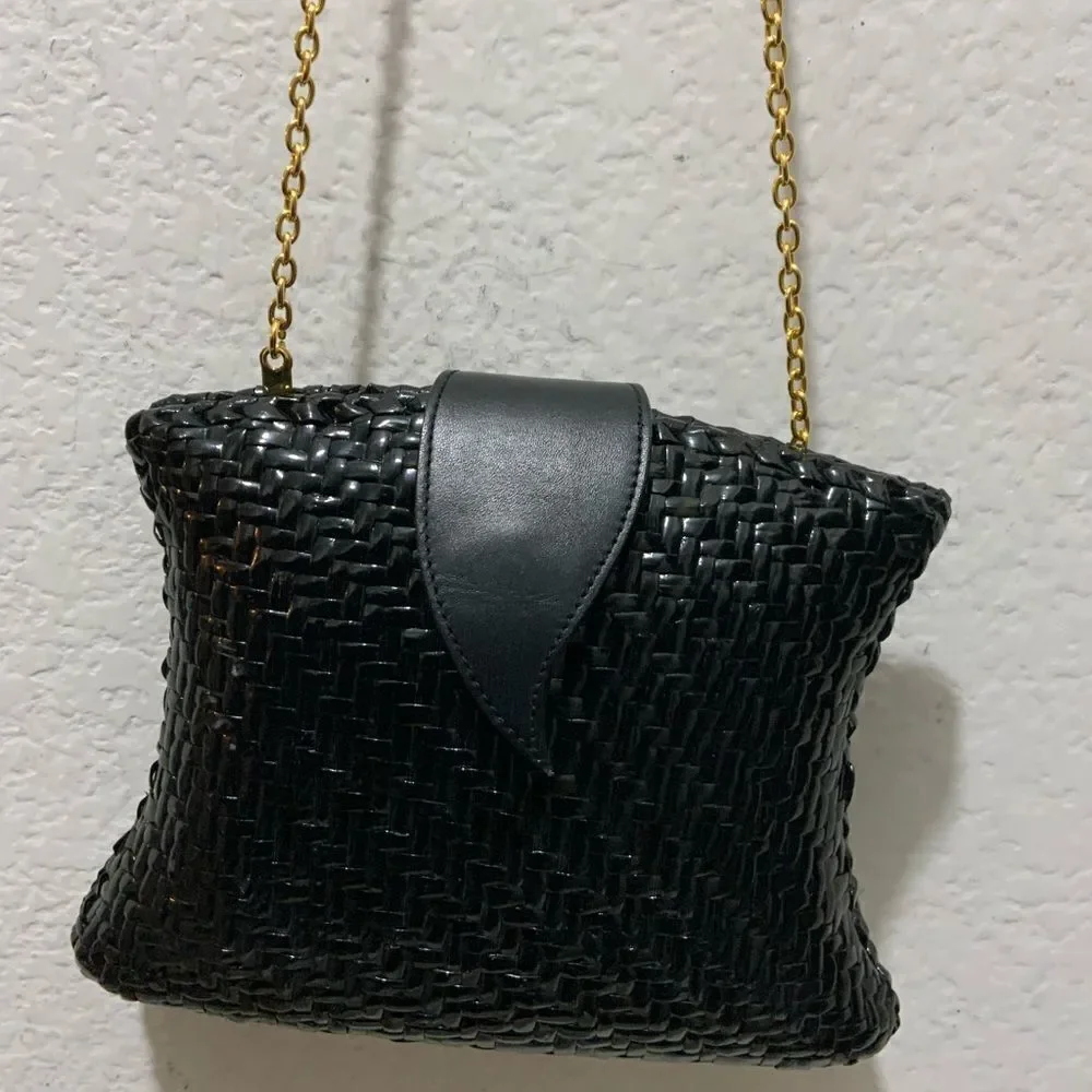 Impulse by SHARIF Leather & PVC Handwoven Basket Weave gold chain